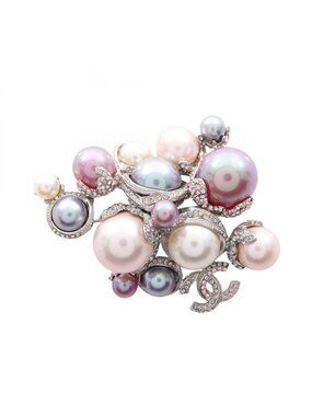Chanel Brooch CC Logo Stainless Steel